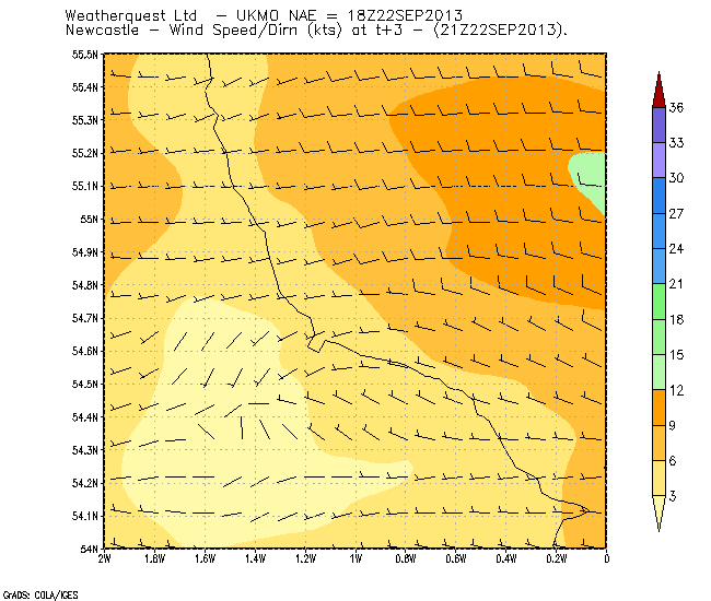 10m Wind for Newcastle
